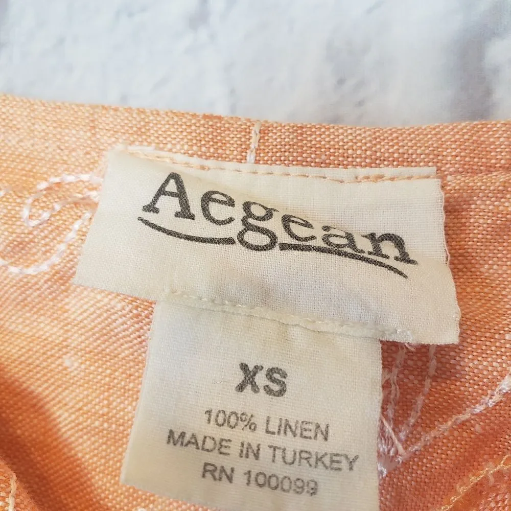 AEGEAN 100% Linen Embroidered Top - Picture 4 of 7